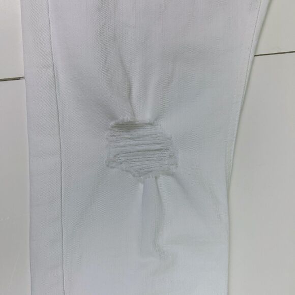 Current Elliott Cropped Straight Sugar Destroy White Jeans Released Hem Denim 29 - Picture 4 of 15